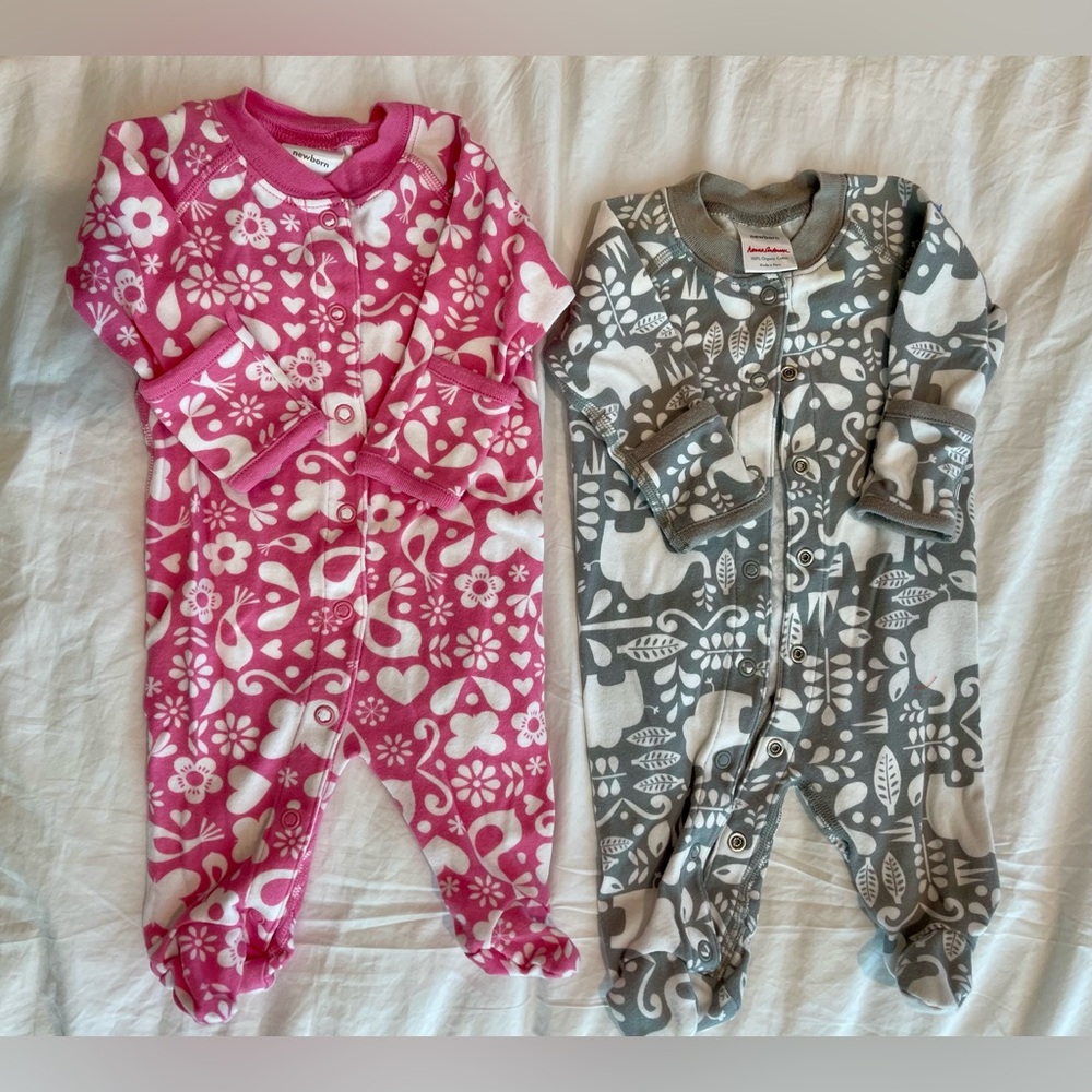 Set of 2 Hannah Andersson Newborn Footed Onesie Set